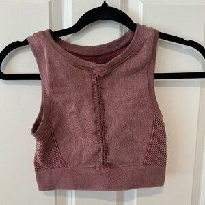 Aerie Offline Burgundy Boho‎ Sports Bra Crop Top - Size Small